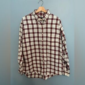 Burberry London Button Up Shirt Men's Large Red Cream Green Christmas Plaid